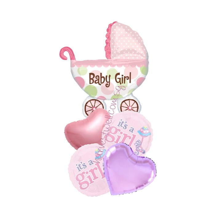 Baby Girl Pram Buggy Balloon Bouquet Singapore